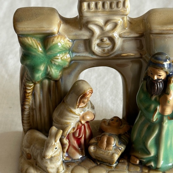 NATIVITY SCENE HOLY FAMILY CERAMIC HIGH GLOSS CHRISTMAS DECOR - Picture 6 of 10